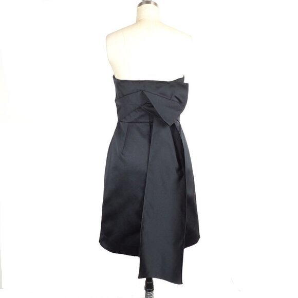 Theory Corset Strapless Tieback Satin Mini Dress Black Sz 4 minimal cocktail - Picture 5 of 14